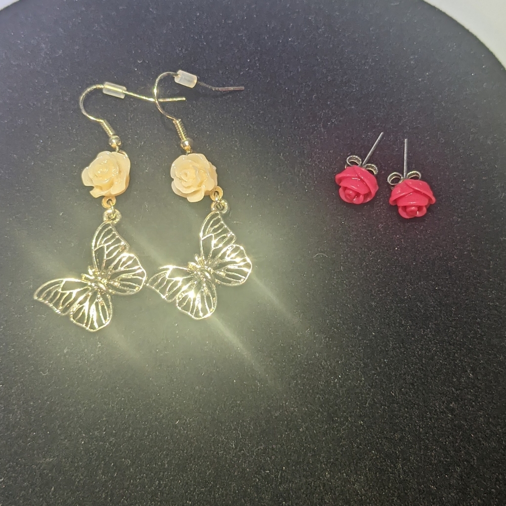 Two pairs of Rose Earrings